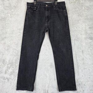 Levis 506 Jeans Mens 40x30 Black Dark Wash Straight Stretch Denim Pants